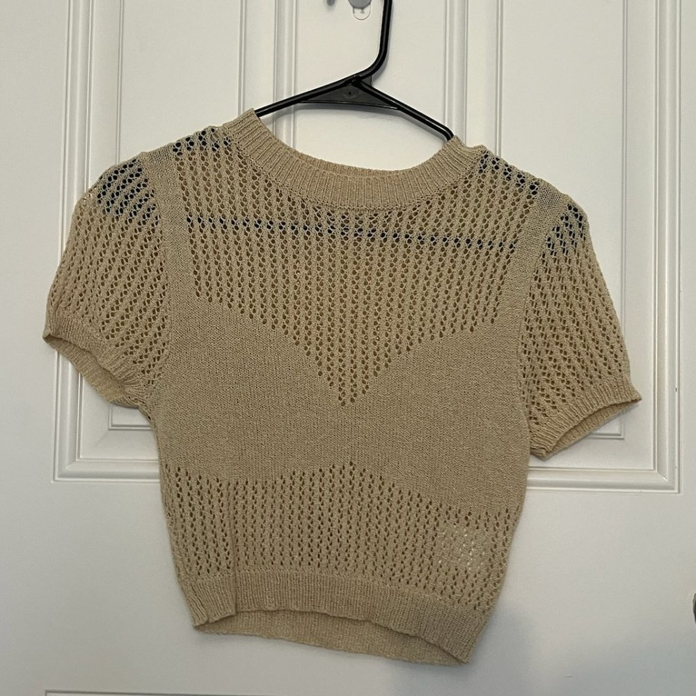 Tan Crochet Tee - Rock N Rags